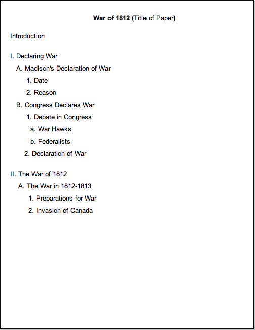 College term paper outline