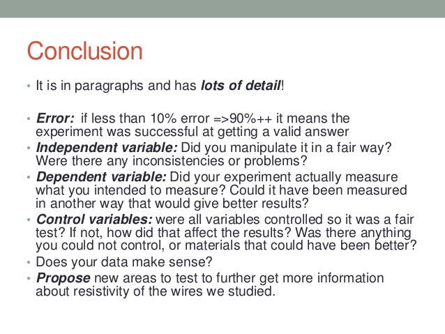 Conclusion in lab report